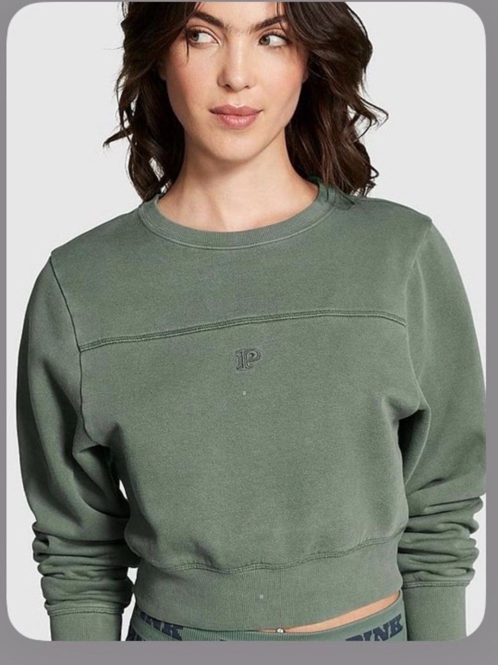 PINK Washed Sage Green Crewneck Sweatshirt - Brand: